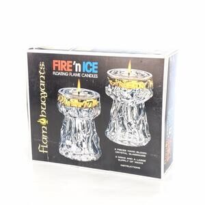 1970s Vintage Flam Buoyants Floating Flame Glass Candles - Hand Blown Crystal